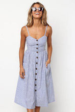 Load image into Gallery viewer, Button Striped Print Cotton Linen Casual Summer Dress