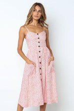 Load image into Gallery viewer, Button Striped Print Cotton Linen Casual Summer Dress