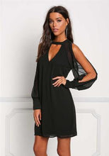 Load image into Gallery viewer, Casual Sloid Halter V-neck Off Shoulder Mini Summer Dress