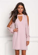 Load image into Gallery viewer, Casual Sloid Halter V-neck Off Shoulder Mini Summer Dress