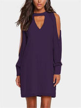 Load image into Gallery viewer, Casual Sloid Halter V-neck Off Shoulder Mini Summer Dress