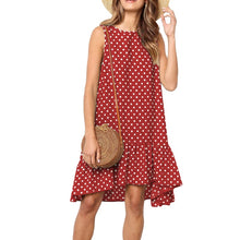Load image into Gallery viewer, Sleeveless O-neck Polka Dot Ruffles Summer Dress