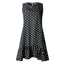 Load image into Gallery viewer, Sleeveless O-neck Polka Dot Ruffles Summer Dress
