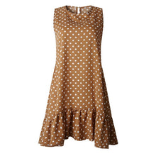 Load image into Gallery viewer, Sleeveless O-neck Polka Dot Ruffles Summer Dress