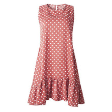 Load image into Gallery viewer, Sleeveless O-neck Polka Dot Ruffles Summer Dress