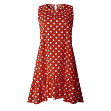 Load image into Gallery viewer, Sleeveless O-neck Polka Dot Ruffles Summer Dress
