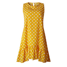 Load image into Gallery viewer, Sleeveless O-neck Polka Dot Ruffles Summer Dress