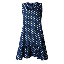 Load image into Gallery viewer, Sleeveless O-neck Polka Dot Ruffles Summer Dress
