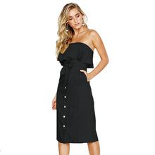 Load image into Gallery viewer, Strapless Backless Button Ruffles Off Shoulder Summer Dress