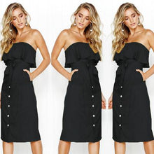 Load image into Gallery viewer, Strapless Backless Button Ruffles Off Shoulder Summer Dress