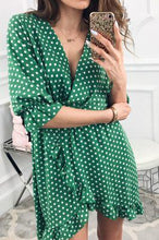 Load image into Gallery viewer, V-neck Polka Dot Ruffles Irregular Summer Dress