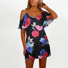 Load image into Gallery viewer, Floral Print Off Shoulder Ruffles Summer Dress