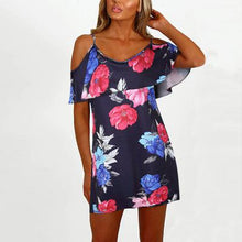 Load image into Gallery viewer, Floral Print Off Shoulder Ruffles Summer Dress