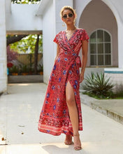 Load image into Gallery viewer, V-neck Split Floral Maxi Dress