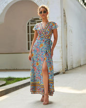 Load image into Gallery viewer, V-neck Split Floral Maxi Dress