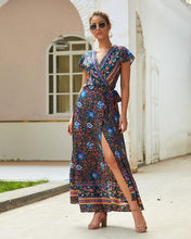 Load image into Gallery viewer, V-neck Split Floral Maxi Dress