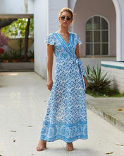 Load image into Gallery viewer, V-neck Split Floral Maxi Dress