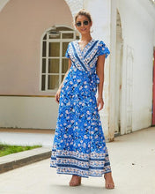 Load image into Gallery viewer, V-neck Split Floral Maxi Dress