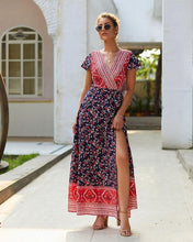 Load image into Gallery viewer, V-neck Split Floral Maxi Dress