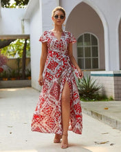 Load image into Gallery viewer, V-neck Split Floral Maxi Dress