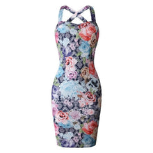 Load image into Gallery viewer, Floral Print Split Package Hip Bodycon Dress