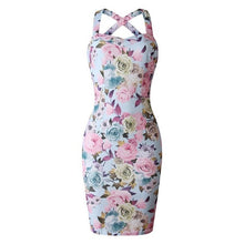 Load image into Gallery viewer, Floral Print Split Package Hip Bodycon Dress