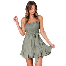 Load image into Gallery viewer, Spaghetti Strap Backless Mini Cotton Summer Dress